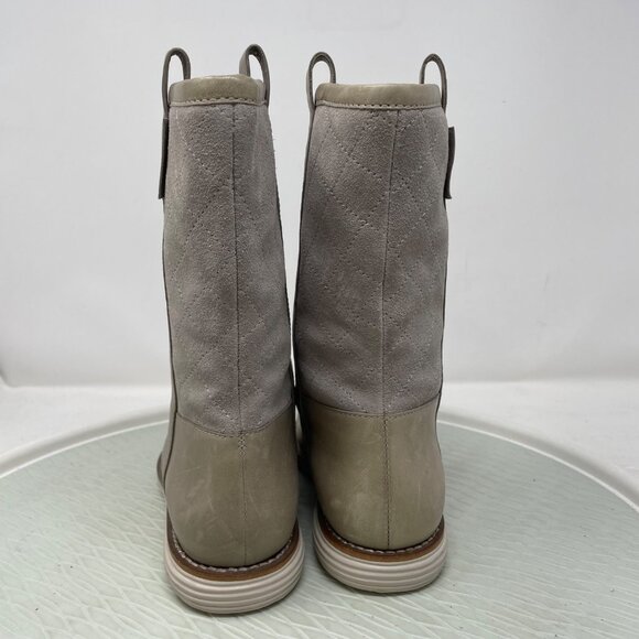 Cole Haan ZeroGrand Boot Size 6 Roper Quilted Round Toe Mid-Calf Suede Leather - Picture 4 of 11